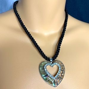 NEW Crystal and Abalone Shell Heart Necklace